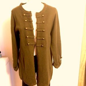 XL Olive Cardigan Military style sweater